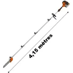 GT GARDEN Élagueuse Thermique Sur Perche, 52 Cm3, 3 CV, Longueur 4.15 Mètres
