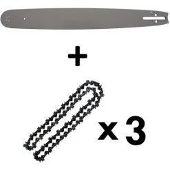 GT GARDEN Guide 18 Pouces (45 Cm) Avec Lot De 3 Chaînes 72 Maillons Pour Tronçonneuse