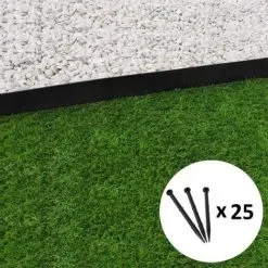 GT GARDEN Bordure De Jardin Droite Noire - 5,8 Cm X 5 Mètres Avec 25 Piquets D'ancrage