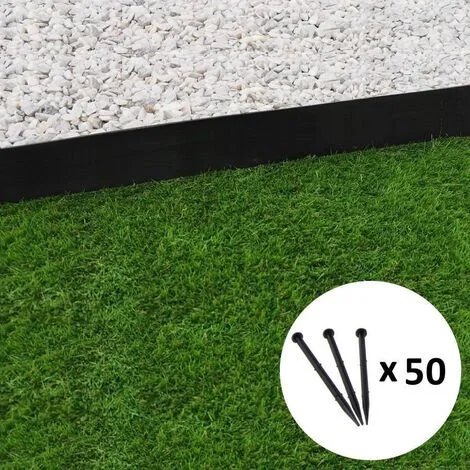 GT GARDEN Bordure De Jardin Droite Noire - 7,8 Cm X 10 Mètres Avec 50 Piquets D'ancrage 1 GT GARDEN Bordure De Jardin Droite Noire - 7,8 Cm X 10 Mètres Avec 50 Piquets D'ancrage
