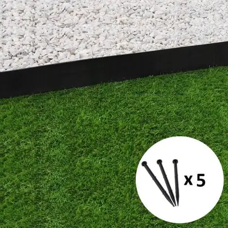 GT GARDEN Bordure De Jardin Droite Noire - 7,8 Cm X 1 Mètre Avec 5 Piquets D'ancrage 1 GT GARDEN Bordure De Jardin Droite Noire - 7,8 Cm X 1 Mètre Avec 5 Piquets D'ancrage