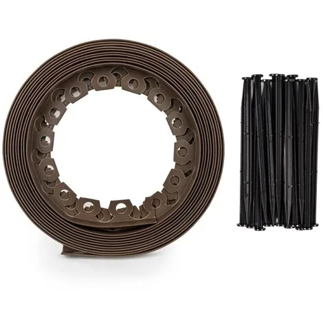 GT GARDEN Bordure De Jardin Flexible Marron - 5 Cm X 10 Mètres Avec 20 Piquets D'ancrage 2 GT GARDEN Bordure De Jardin Flexible Marron - 5 Cm X 10 Mètres Avec 20 Piquets D'ancrage – Image 2
