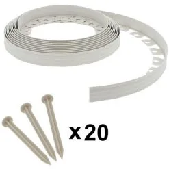 GT GARDEN Bordure De Jardin Flexible Blanche - 4 Cm X 10 Mètres Avec 20 Piquets D'ancrage